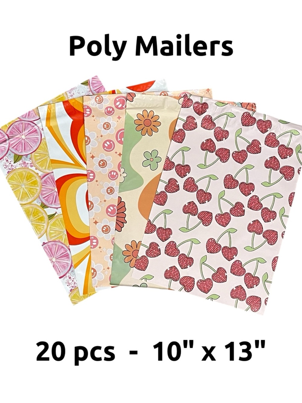 Assorted Design Poly Mailers 10x13 Self Adhesive Shipping Bags 20 Pack